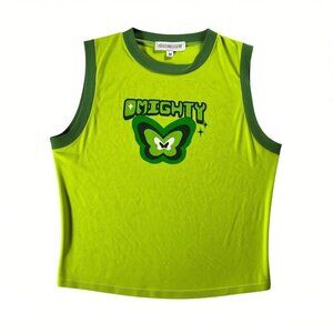 O-Mighty Lime Green Butterfly Tank Top